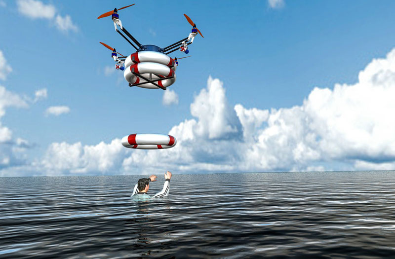 Sea rescue operation with a drone