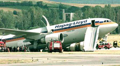 Photos of the Hapag Lloyd Airbus A310 crash