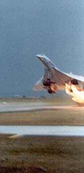Concorde on fire taking off from Roissy airport