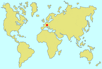Zurich, Suisse (Point rouge sur la carte) Zurich, Suisse
