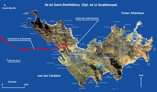 Trajectoire du DHC-6 juste avant l'accident