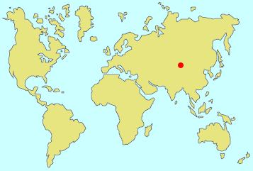 Urumqi, Chine (Point rouge sur la carte) Urumqi, Chine
