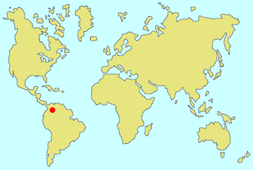 Bogota, Colombia (Red dot on map) Bogota, Colombia