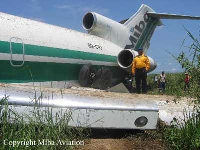 Photos of the MIBA Aviation Boeing 727 crash