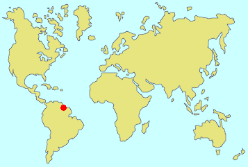 Benzdorp, Suriname (Red dot on map) Benzdorp, Suriname
