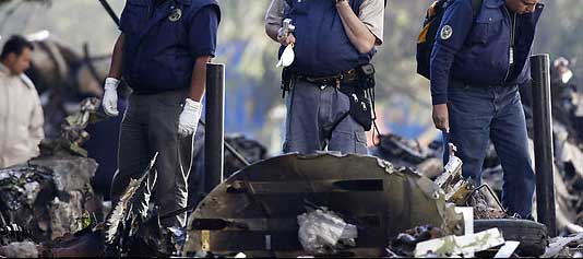 Photos of the Mexican Government Learjet 45 crash