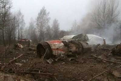 Photos of the Polish Air Force Tupolev 154M crash