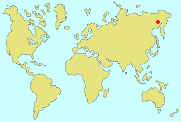 Omsukchan, Russie (Point rouge sur la carte) Omsukchan, Russie