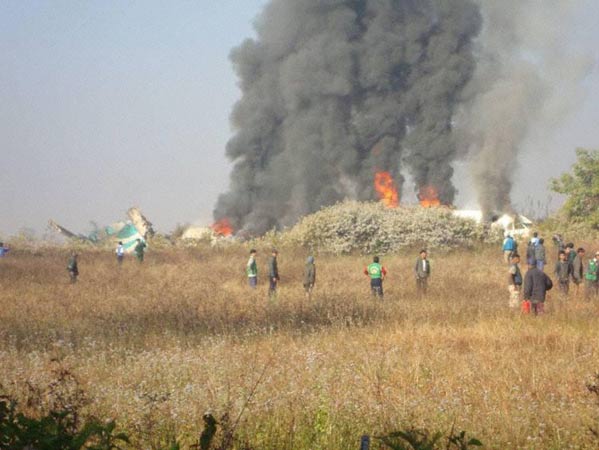 Photos of the Air Bagan Fokker F-100 crash