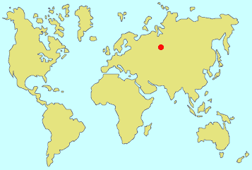 Tyumen, Russie (Point rouge sur la carte) Tyumen, Russie