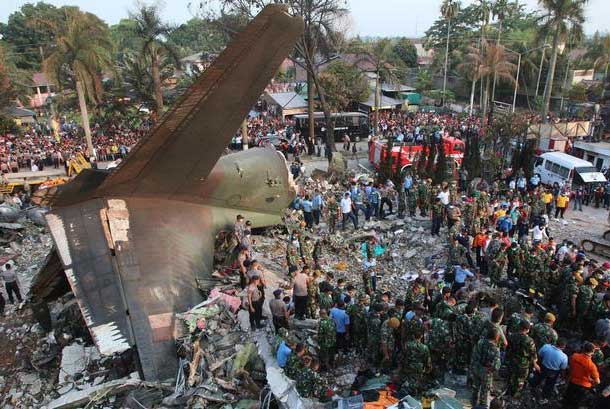 Indonesian Air Force Hercules C-130B plane crash - Medan, Indonesia Indonesian Air Force Hercules C-130B plane crash - Medan, Indonesia