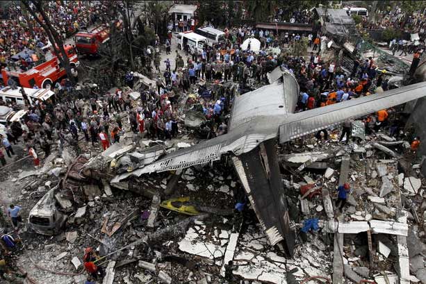 Photos of the Indonesian Air Force Hercules C-130B crash