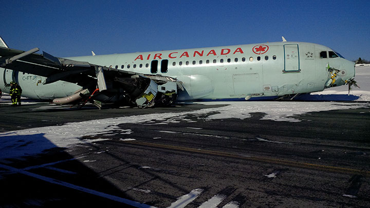 Photos of the Air Canada Airbus A320 crash