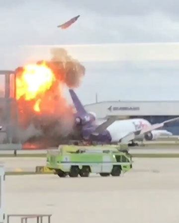 Photos of the FedEx MD-10 freighter crash