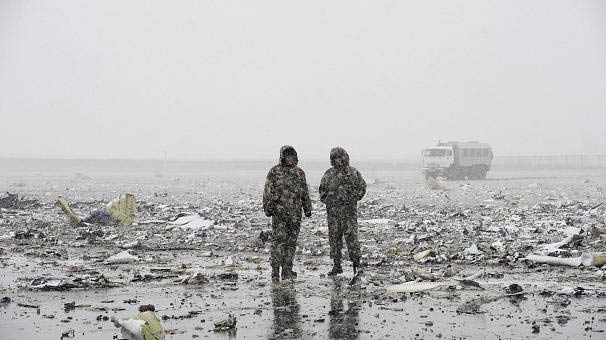 Photos of the Flydubai Boeing 737 crash