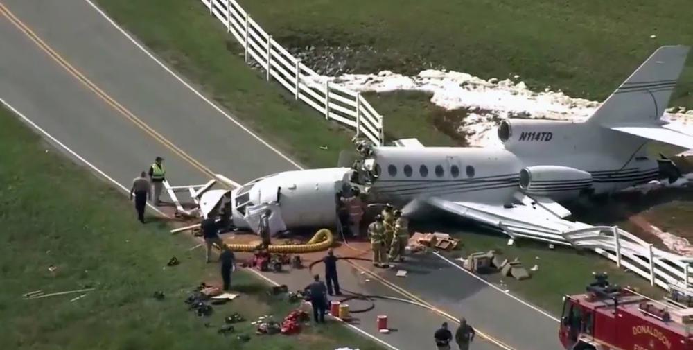Photos of the Air America Flight Services Dassault Falcon 50 crash