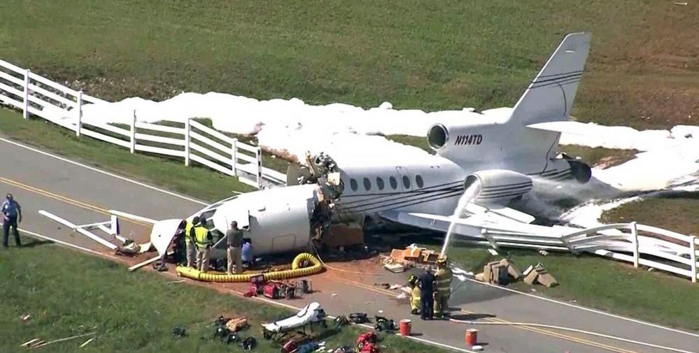 Photos of the Air America Flight Services Dassault Falcon 50 crash