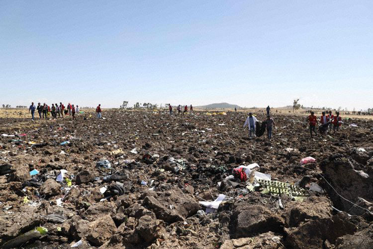 Photos of the Ethiopian Airlines Boeing 737 crash
