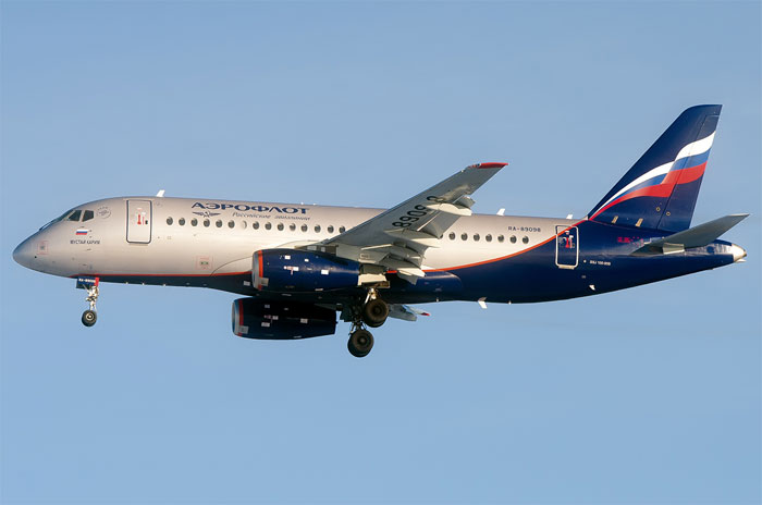 Aircraft similar to the one which crashed (Sukhoi SSJ100)