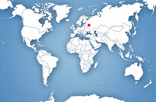Moscow, Russia (Red dot on map) Moscow, Russia