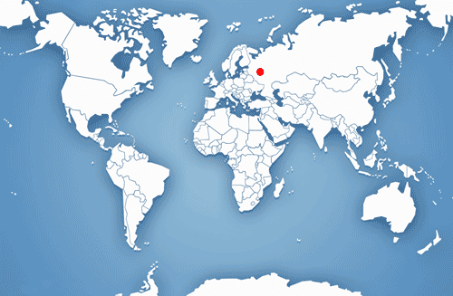 Moscow, Russia (Red dot on map) Moscow, Russia