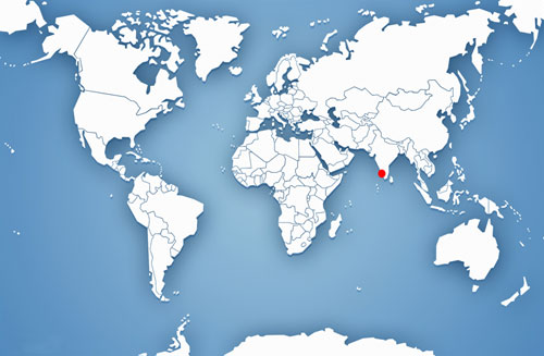 Kozhikode, India (Red dot on map) Kozhikode, India