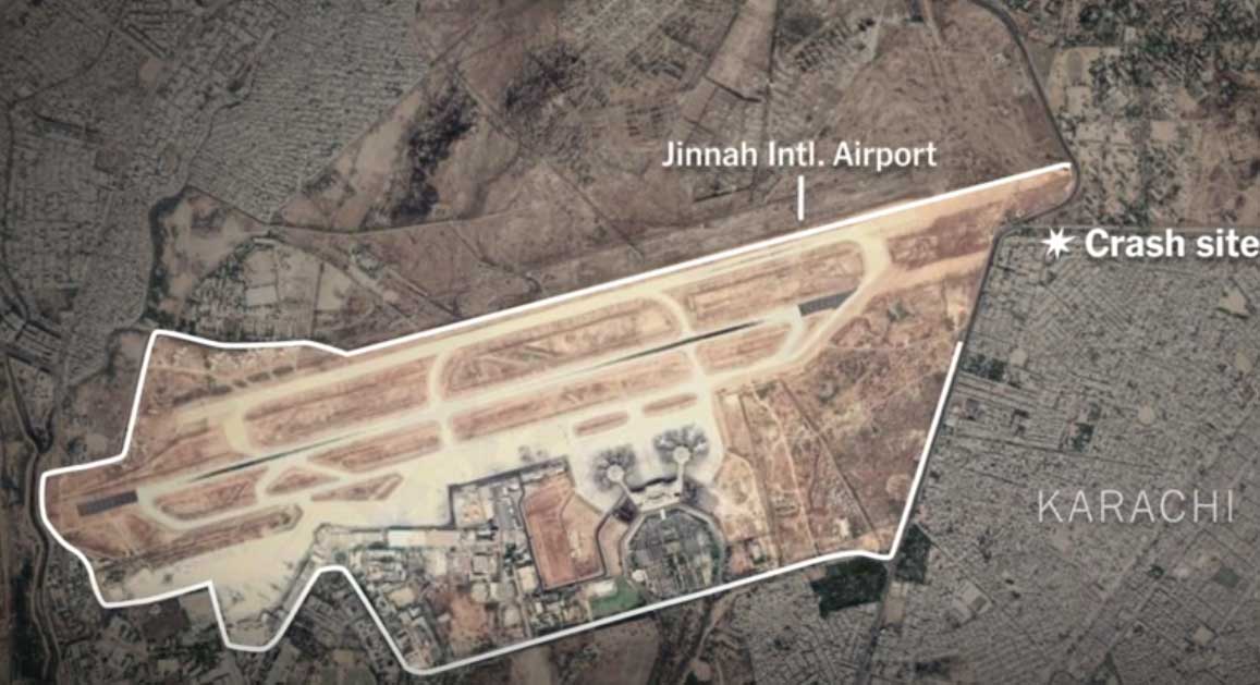 Photos of the Pakistan International Airlines Airbus A320 crash