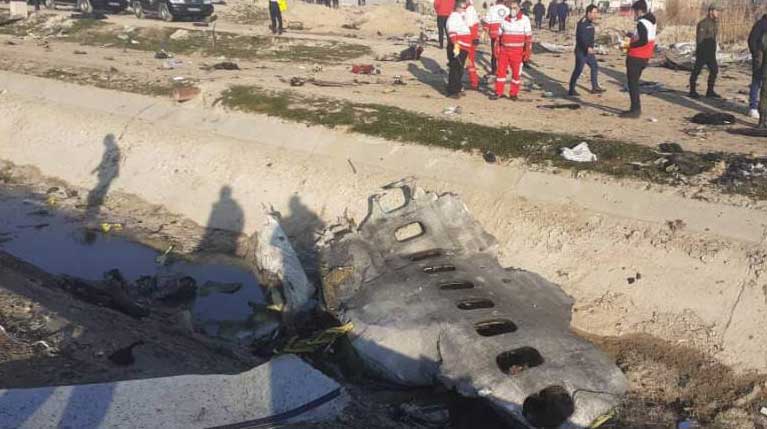 Photos of the Ukraine International Airlines Boeing 737 crash