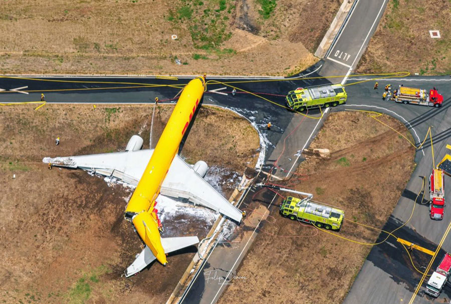 Photos of the DHL Boeing 757 freighter crash