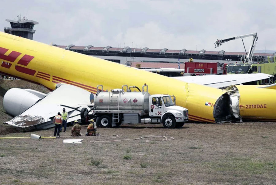 Photos of the DHL Boeing 757 freighter crash