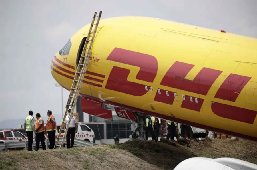 Photos of the DHL Boeing 757 freighter crash