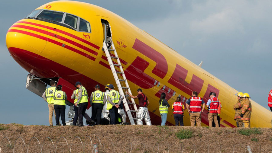 Photos of the DHL Boeing 757 freighter crash