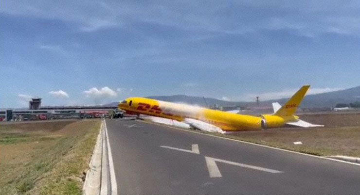 Photos of the DHL Boeing 757 freighter crash