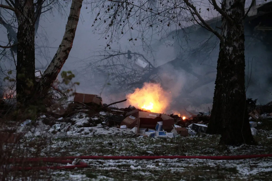 Photos of the DHL Boeing 737 freighter crash