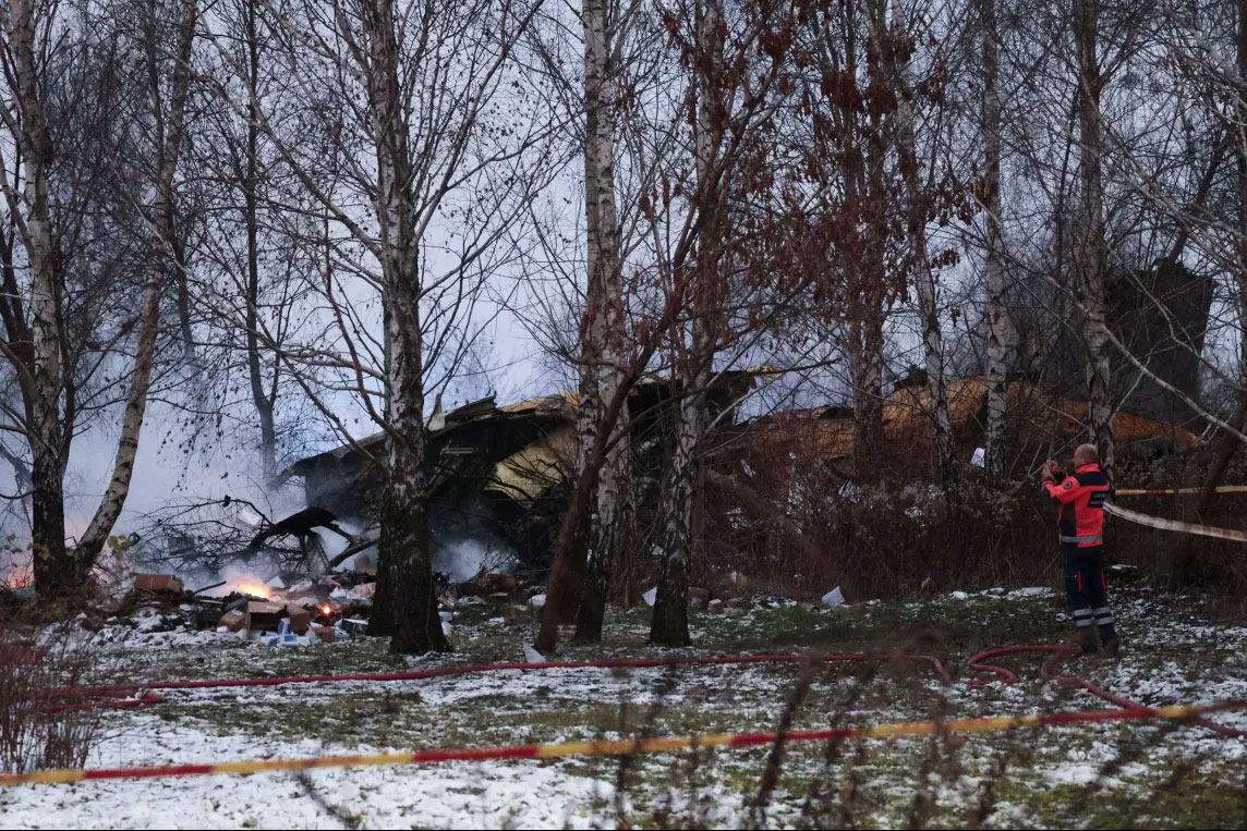Photos of the DHL Boeing 737 freighter crash