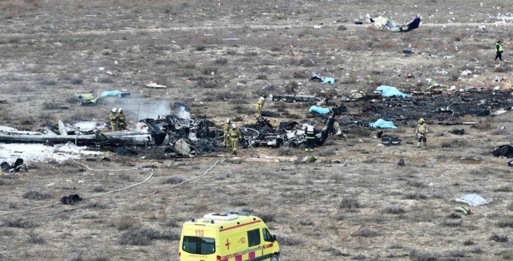 Photos of the Azerbaijan Airlines Embraer 190AR crash