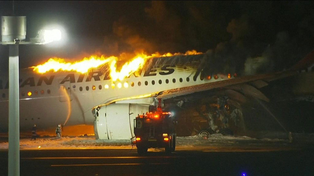 Japan Airlines plane crash - An Airbus A350 with 379 people onboard crashes in Japan<br>2nd January, 2024