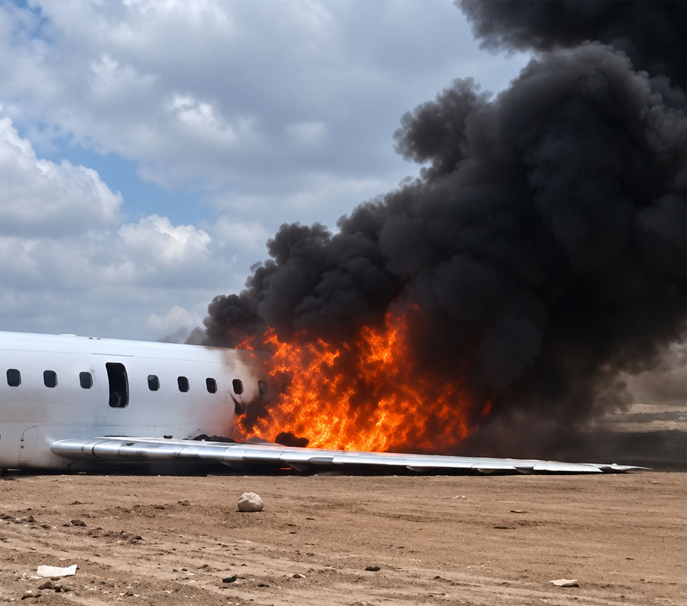 Photo 1 of 4 : AirJet Angola Embraer 145LR plane crash - Kolwezi, Congo
