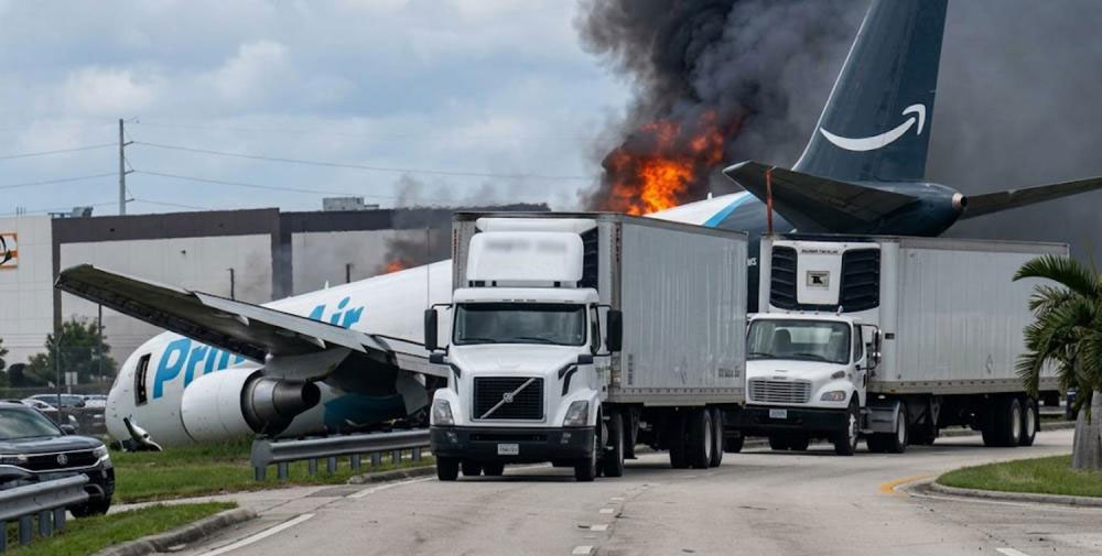 Photos du crash du Boeing 767 cargo d'Amazon Prime