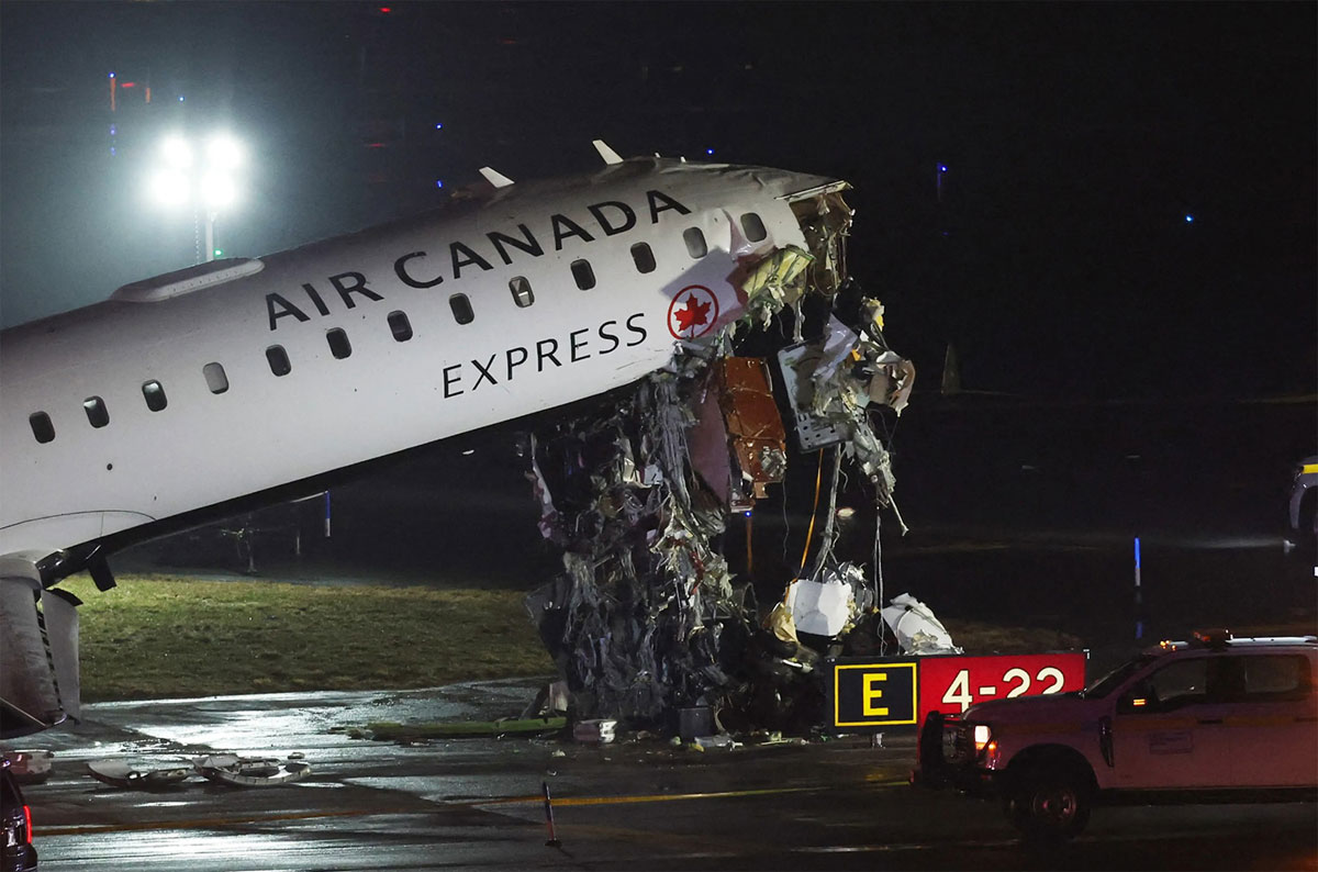 Photos of the Air Canada Express (Jazz) Canadair CRJ-900LR crash