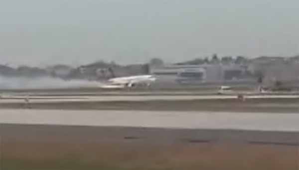 Rupture du train d'atterrissage d'un A320 à l'atterrissage