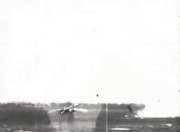 The bomber drops a bouncing bomb, but it bounces too high