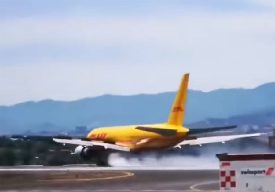 DHL Boeing 757 cargo plane veered off the runway in San Jose, Costa Rica