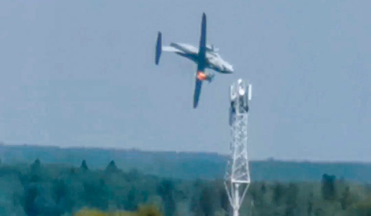 The prototype of the Ilyushin Il-112V crashed during a test flight following an engine fire