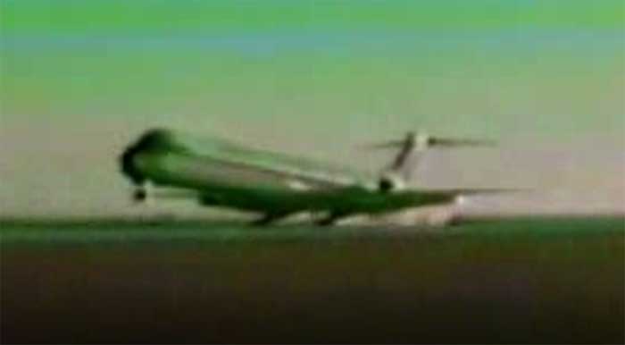 The MD80 was performing a flight test, and broke in two during landing