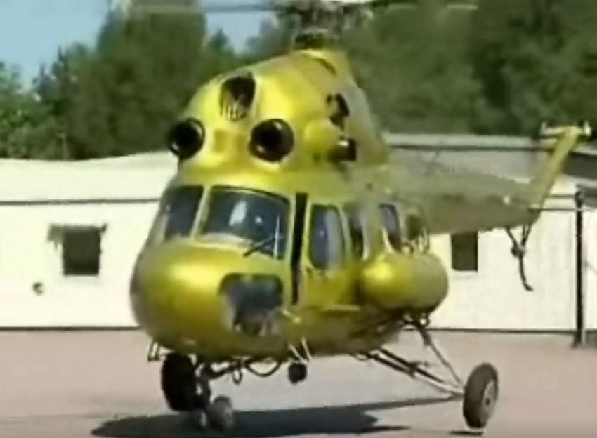 The MI-2 hits a tree after takeoff