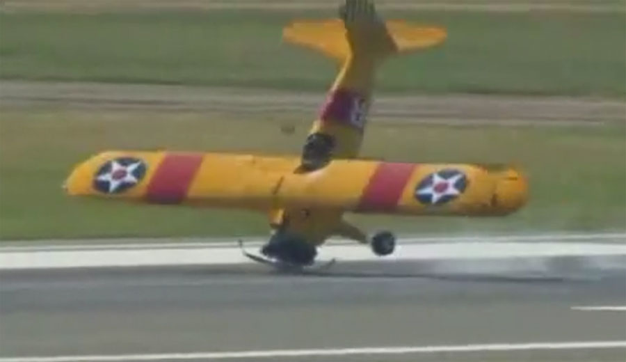 Stearman nose over on landing