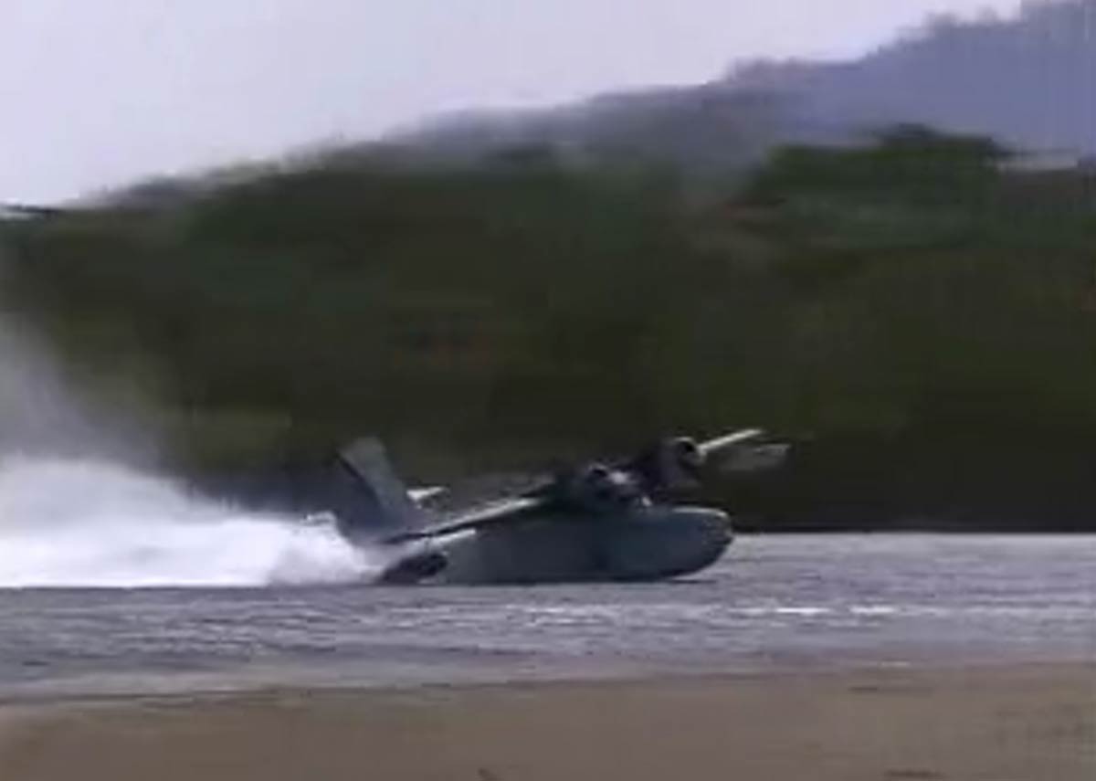 The landing of this big Grumman Goose ended in a spectacular accident