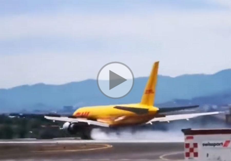 DHL Boeing 757 cargo plane veered off the runway in San Jose, Costa Rica