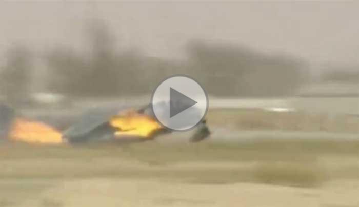 RAF Harrier crash landing